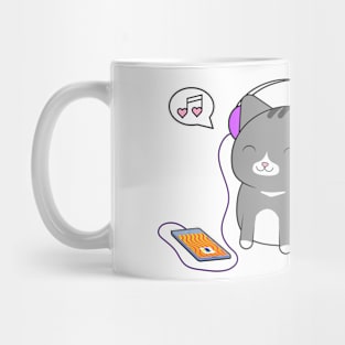 Cat listening to tunes Mug